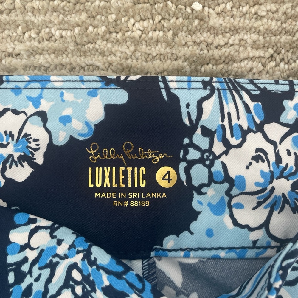 Lilly Pulitzer Luxletic Blue and White Floral Dress Pants - Picture 3 of 7